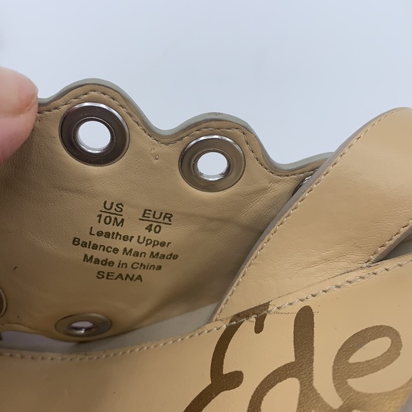 Sam Edelman Sandal Women 10 Beige Suede Seana Grommet Criss Cross Slingback Shoe - Picture 9 of 10